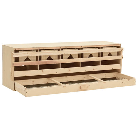 Vidaxl kippenlegkast 5 compartimenten 117x33x38 cm massief grenenhout