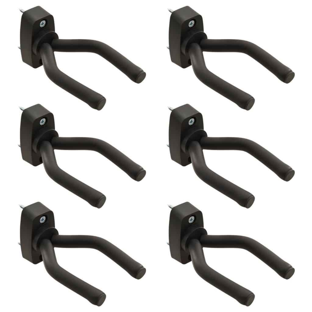 VidaXL Guitar Wall Hangers 6 St Steel Black