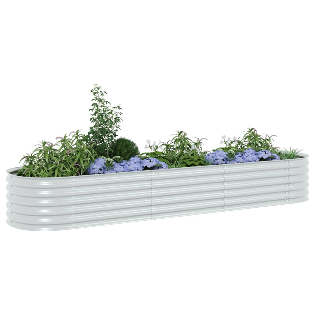 Plantador Vidaxl elevado 320x80x44 cm de plata de acero galvanizado