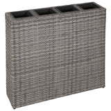 Jardinière vidaxl surélevé avec 4 pots en gris rattan poly