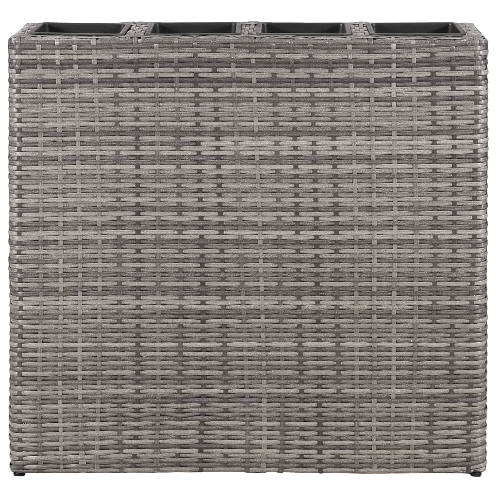 Vidaxl Planter uppvuxen med 4 krukor Poly Rattan Gray