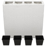 Vidaxl plantenbak verhoogd met 4 potten poly rattan wit