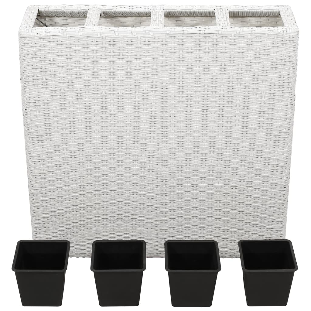 Jardinière vidaxl surélevé avec 4 pots poly rattan blanc