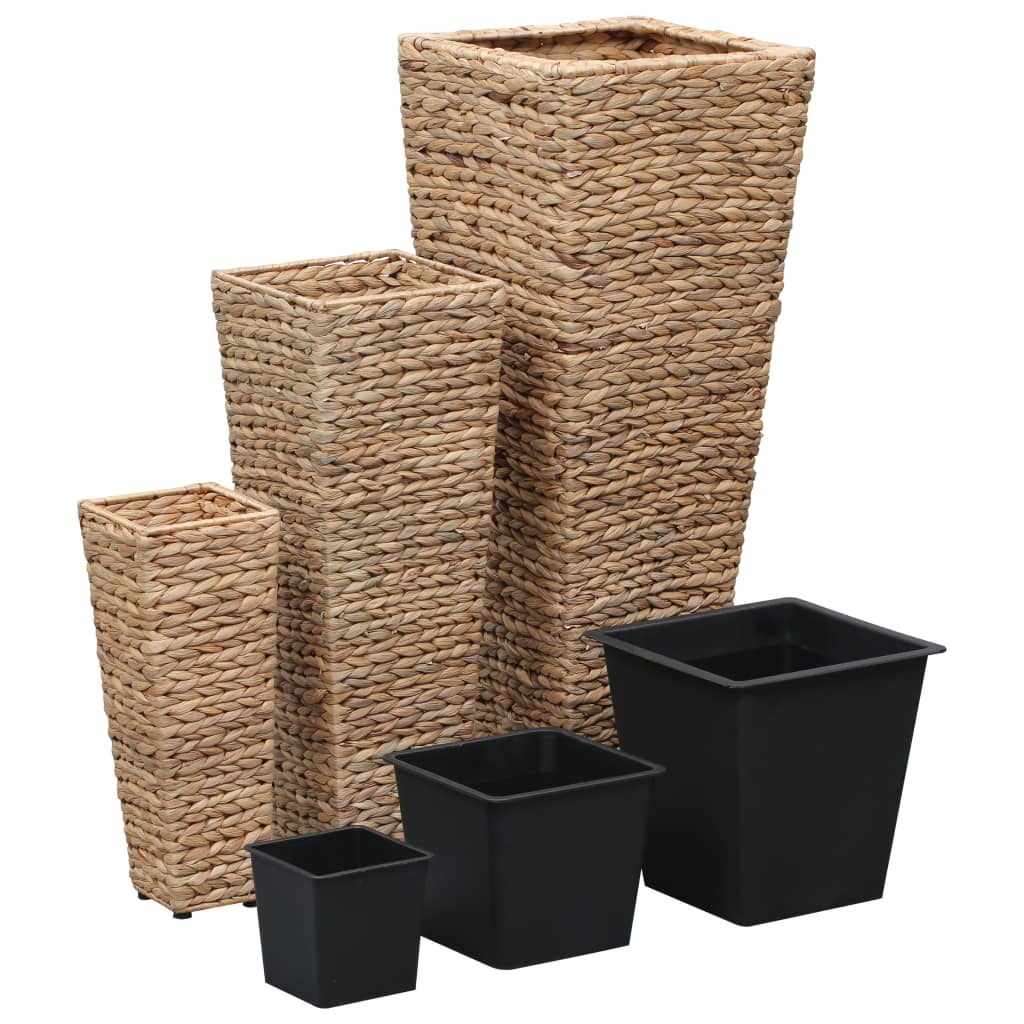 Vidaxl Planters raised 3 St Waterhyacint Brown