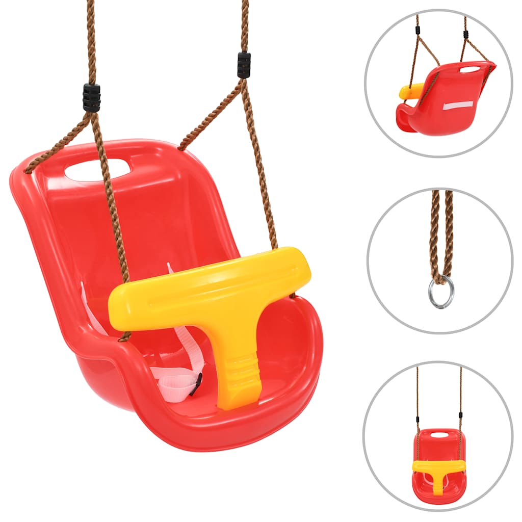 Vidaxl Baby Swing con cinturón de seguridad pp rojo