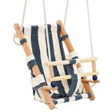 Vidaxl baby swing con cintura di sicurezza cotone legno blu