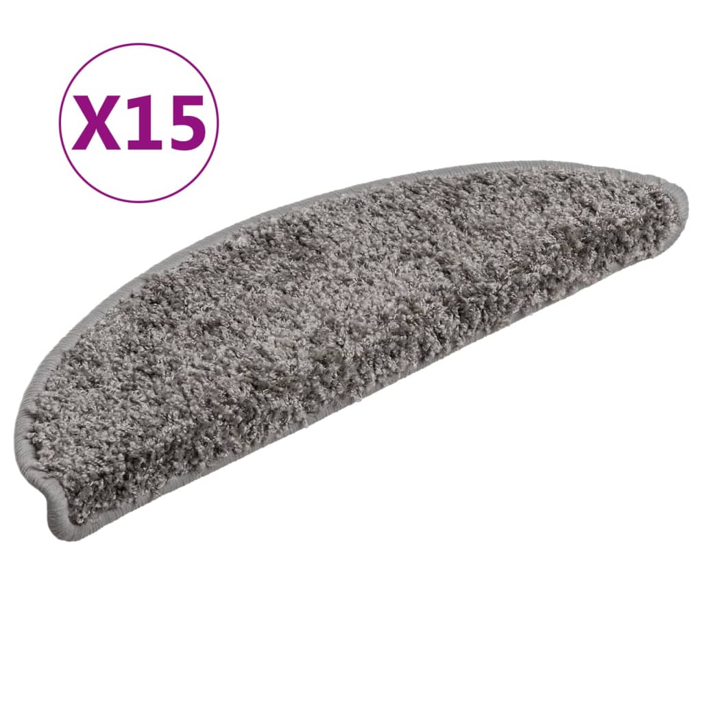 Esteras de escalera de Vidaxl 15 st 56x17x3 cm gris