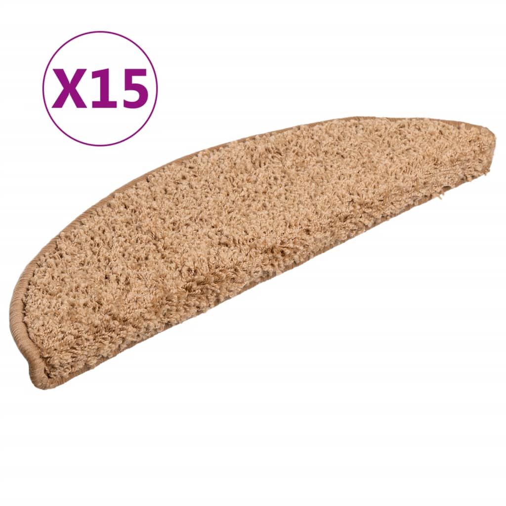 Vidaxl Stair tappetini 15 St 56x17x3 cm beige