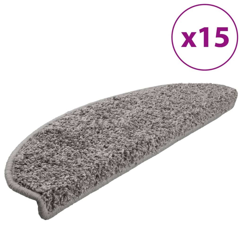 Vidaxl -Treppenmatten 15 ST 65x21x4 cm Grau