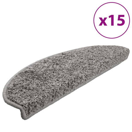 Vidaxl trapmatten 15 st 65x21x4 cm grijs halfrond groot