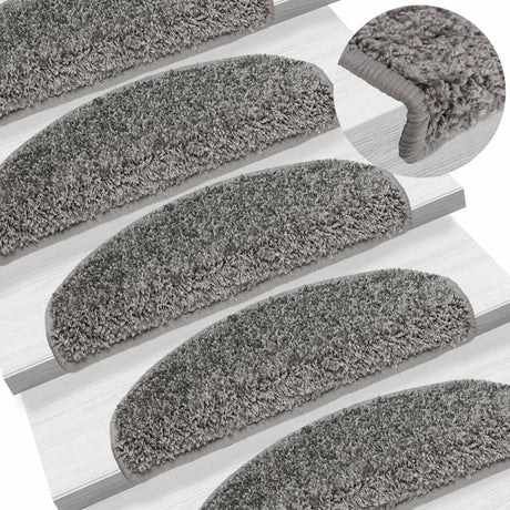 Vidaxl trapmatten 15 st 65x21x4 cm grijs halfrond groot