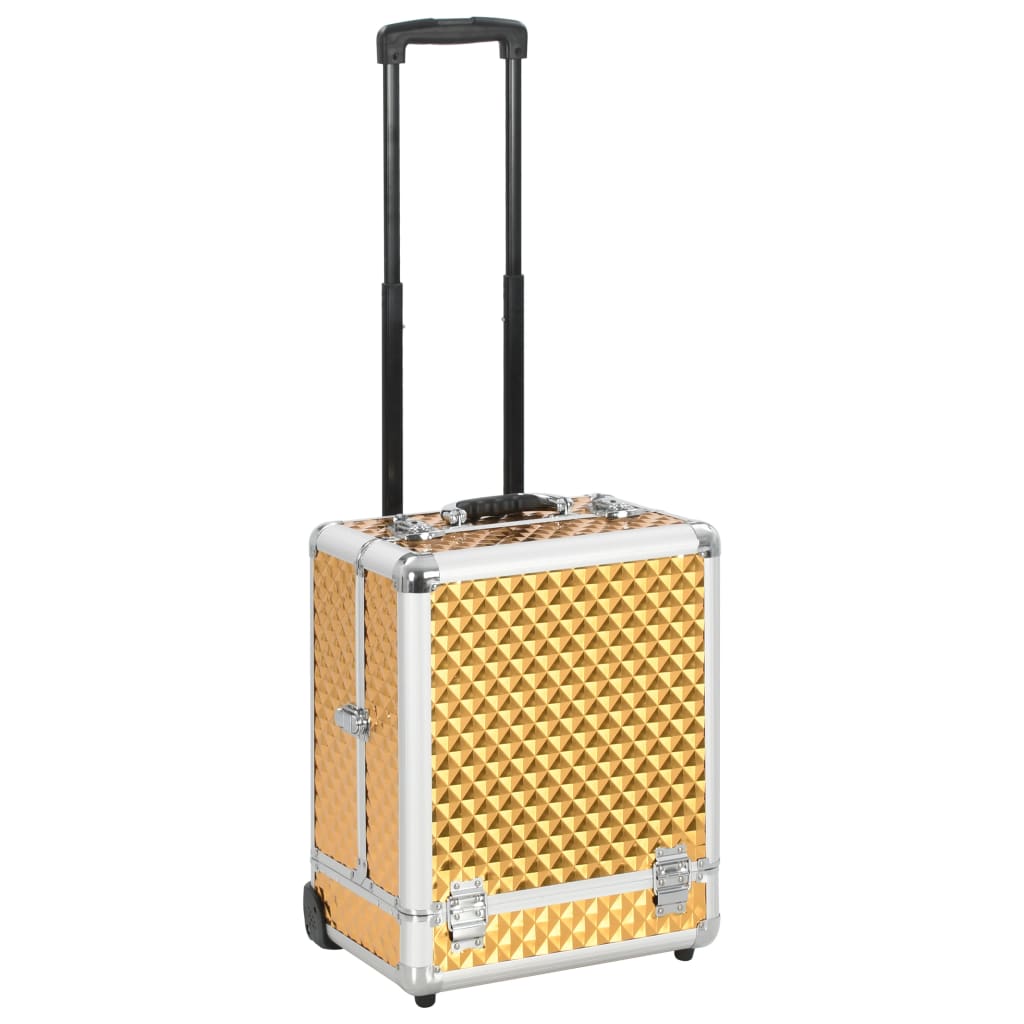 Vidaxl Makeup Trolley 35x29x45 CM Aluminium Gold Colored