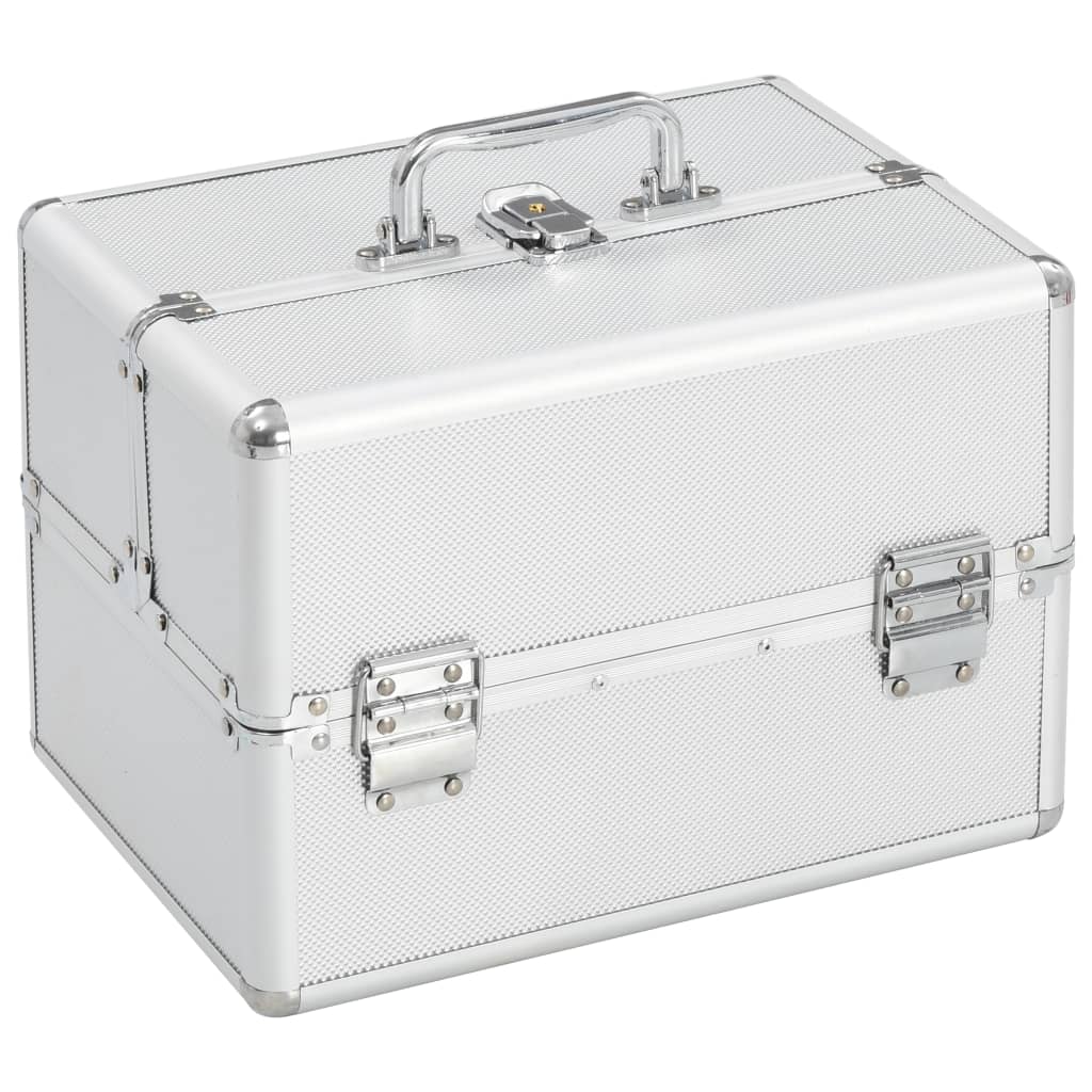 Vidaxl Makeup Suitcase 22x30x21 cm in alluminio colorato in argento