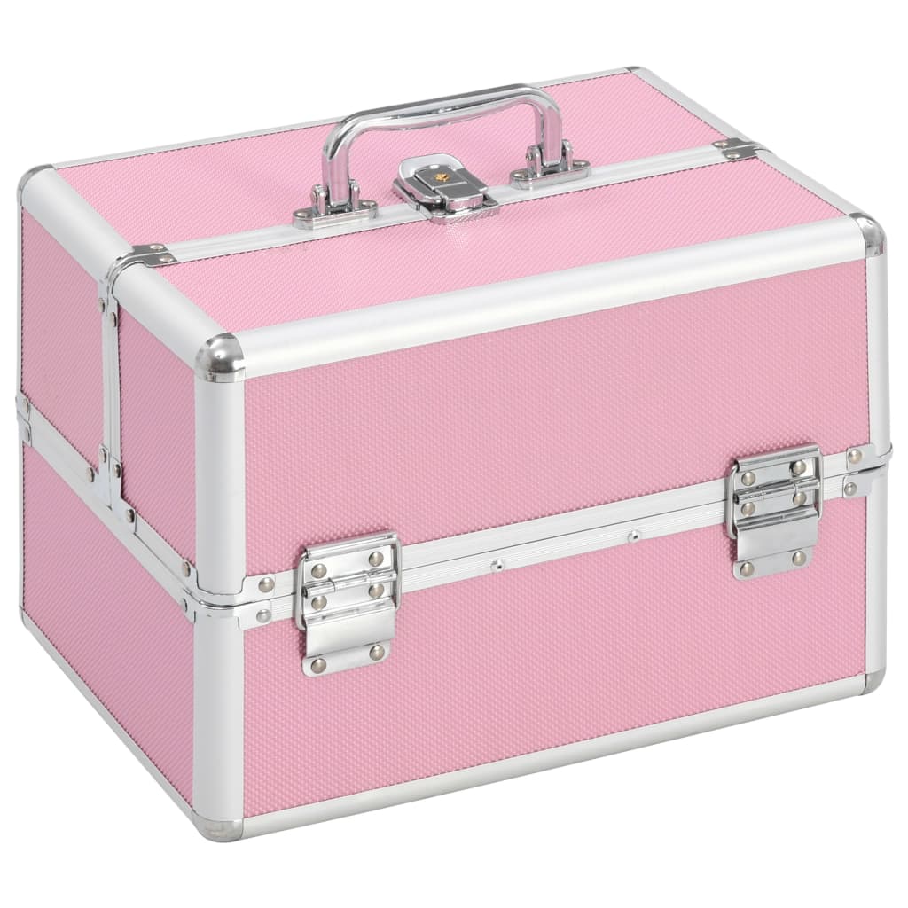 Vidaxl makeup suitcase 22x30x21 cm aluminum pink