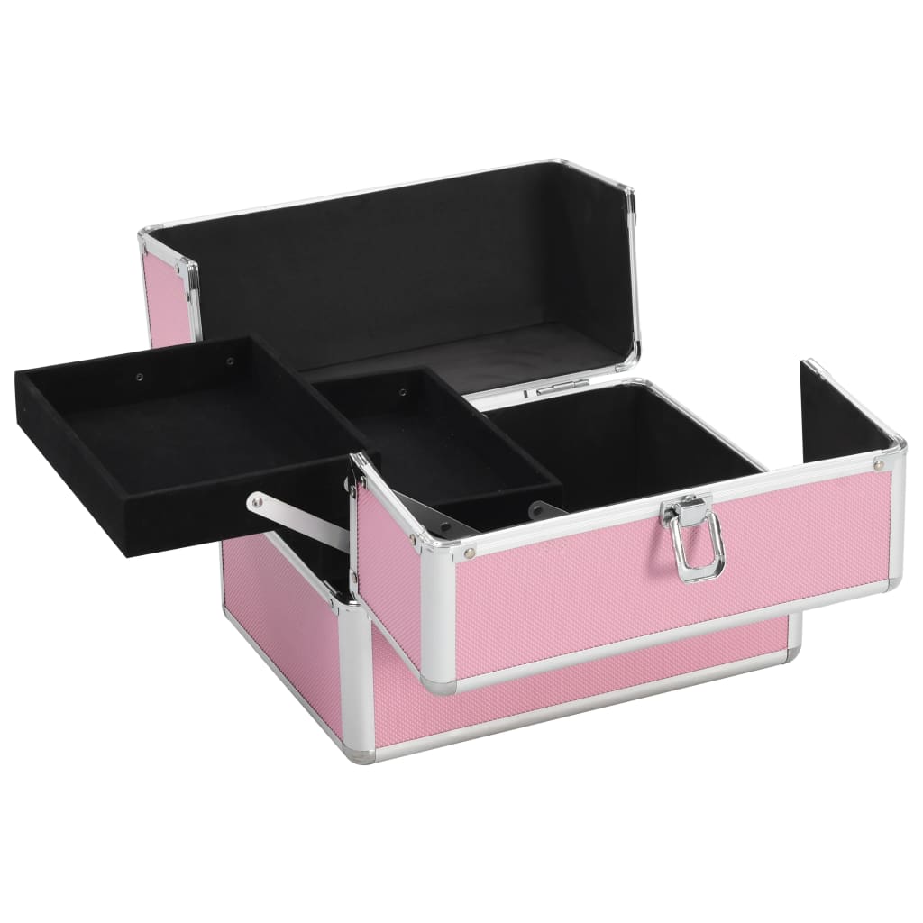 Vidaxl makeup suitcase 22x30x21 cm aluminum pink