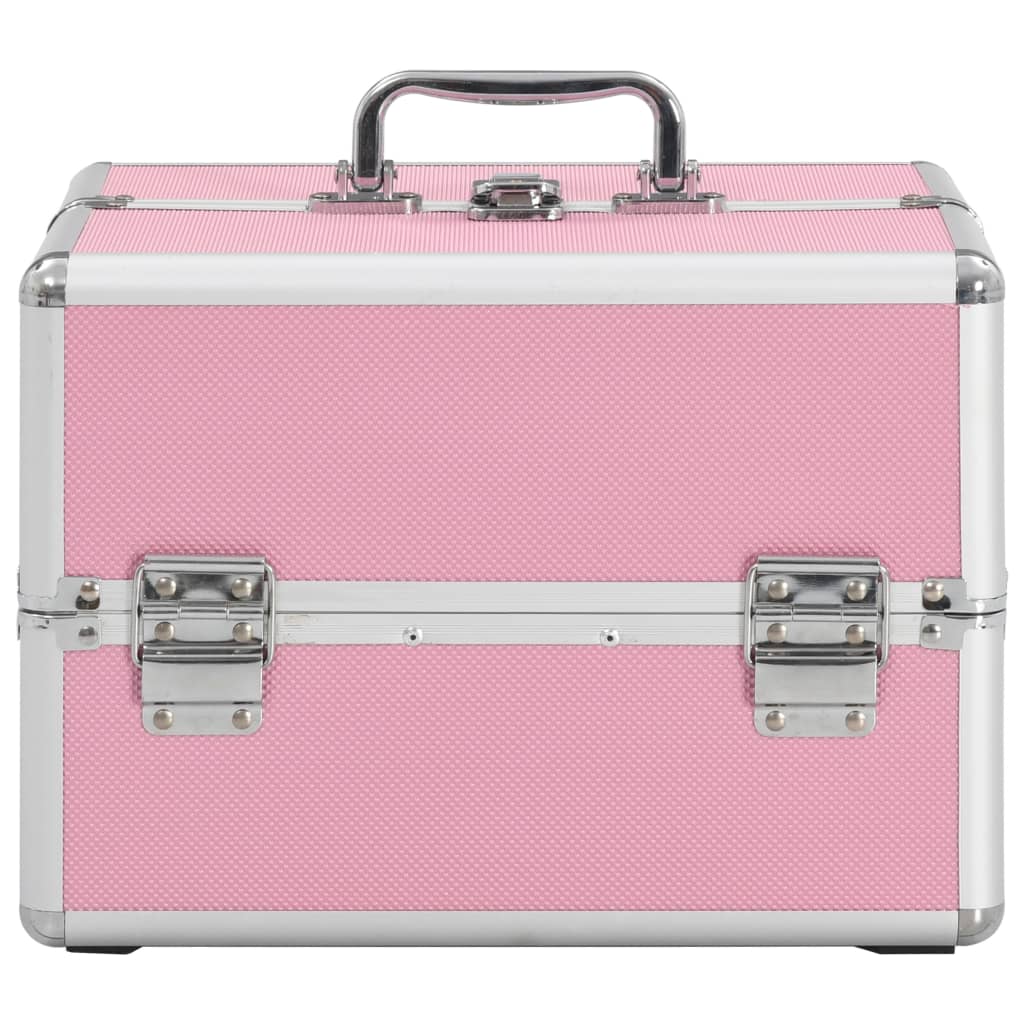 Vidaxl Makeup Suitcase 22x30x21 cm in alluminio rosa