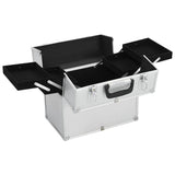 Vidaxl make-up koffer 38x23x34 cm aluminium zilverkleurig