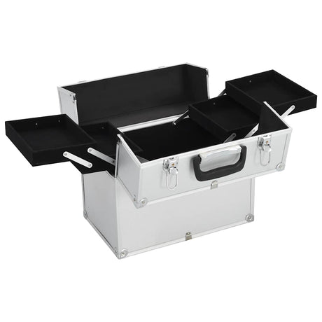 Vidaxl make-up koffer 38x23x34 cm aluminium zilverkleurig