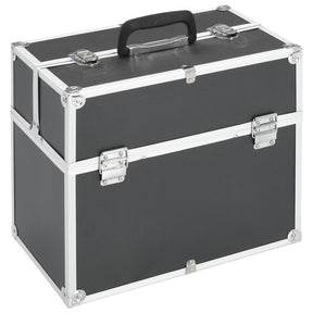 Vidaxl make-up koffer 38x23x34 cm aluminium zwart