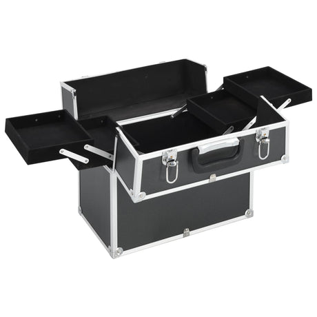 Vidaxl make-up koffer 38x23x34 cm aluminium zwart