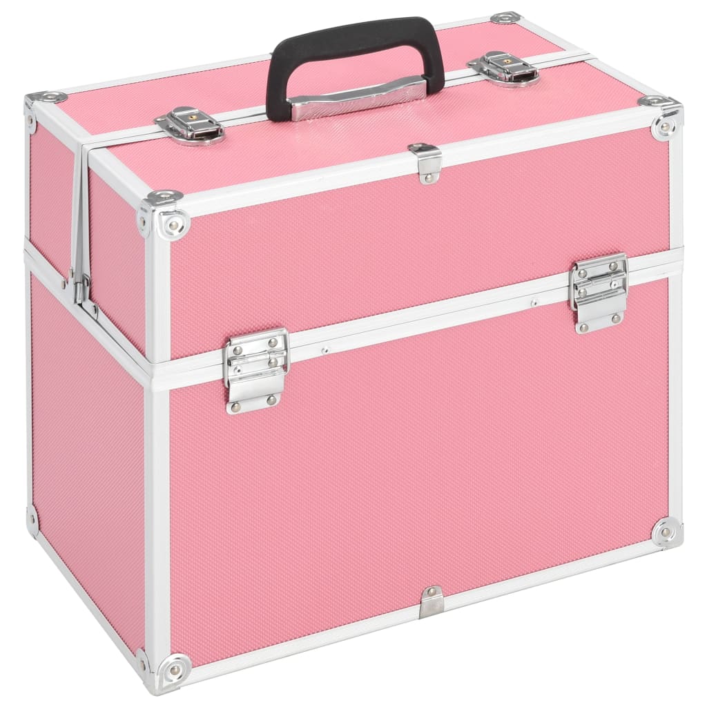 Vidaxl Makeup Suitcase 37x24x35 cm in alluminio rosa