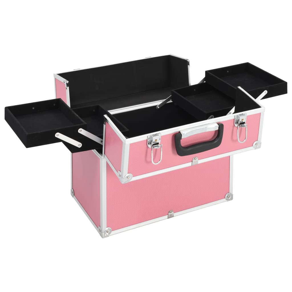 Vidaxl Makeup Suitcase 37x24x35 cm in alluminio rosa