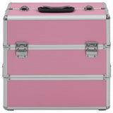 Vidaxl make-up koffer 37x24x35 cm aluminium roze