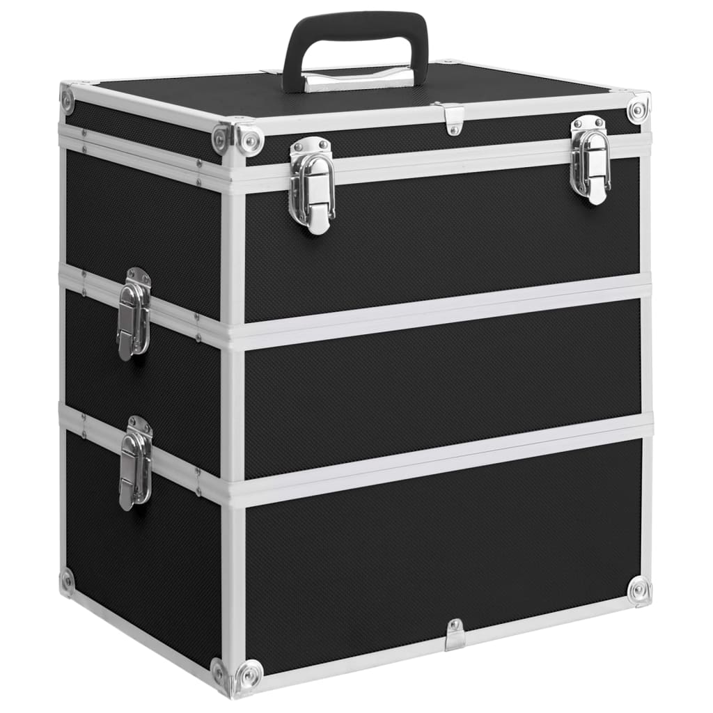 Vidaxl Make -up -Koffer 37x24x40 cm Aluminium Schwarz