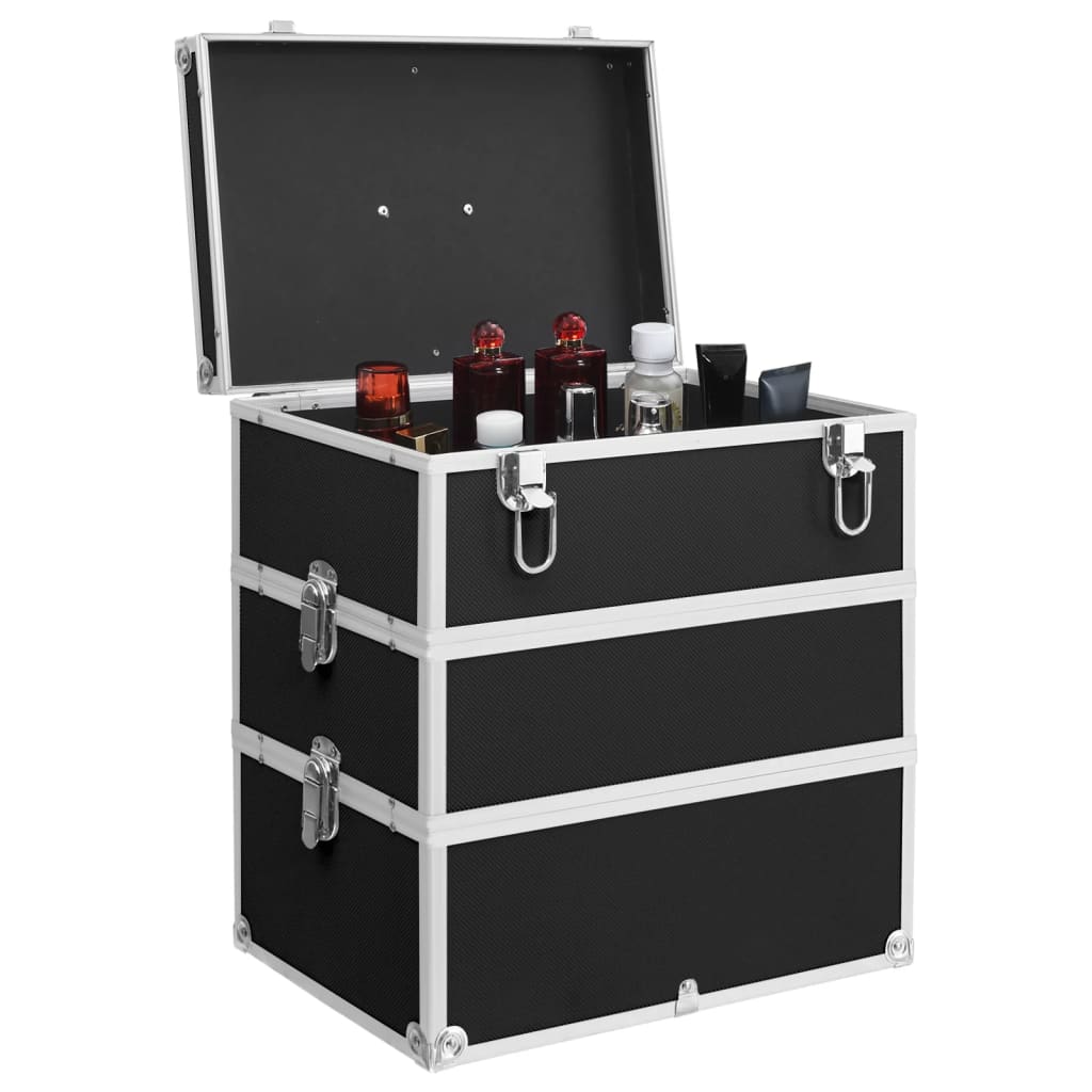 Vidaxl Make -up -Koffer 37x24x40 cm Aluminium Schwarz