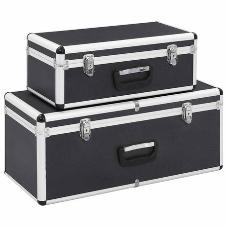 Vidaxl opbergkoffers 2 st aluminium zwart