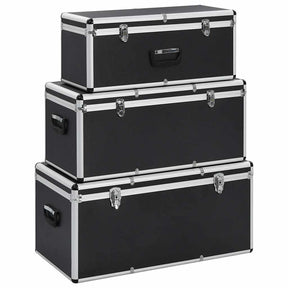 Vidaxl opbergkoffers 3 st aluminium zwart