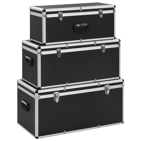 Vidaxl opbergkoffers 3 st aluminium zwart