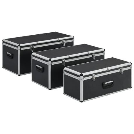 Vidaxl opbergkoffers 3 st aluminium zwart