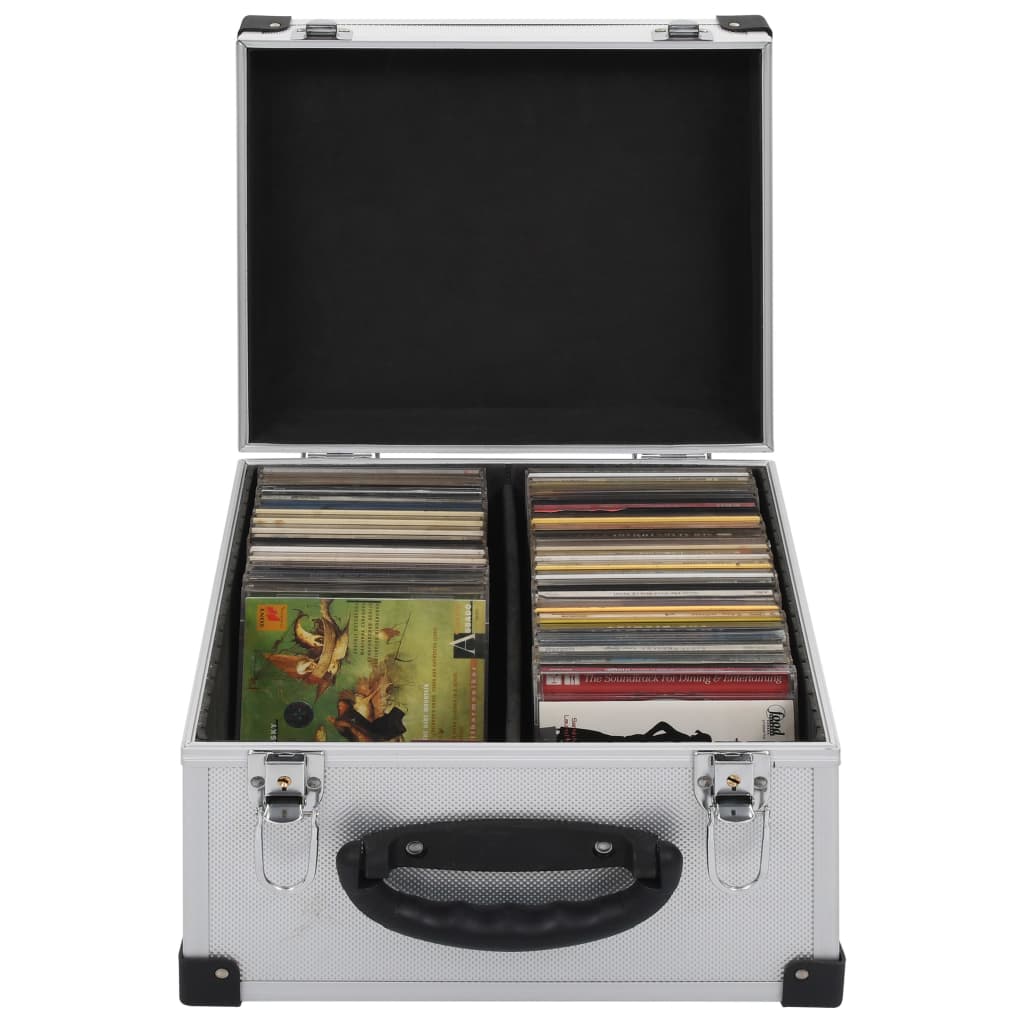 VIDAXL CD Suitcase pour 40 CDS Aluminium Silver Colored