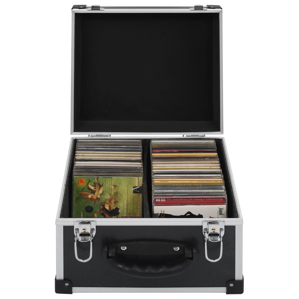 VIDAXL CD Suitcase pour 40 CDS Aluminium noir