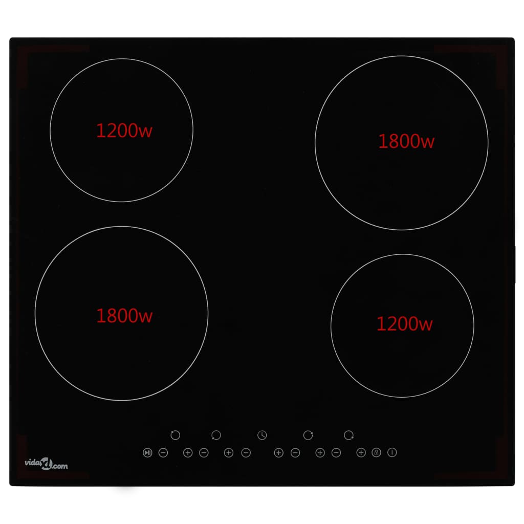 Vidaxl -Keramik -Kochfeld mit 4 Kochzonen Touch Control 6000 W