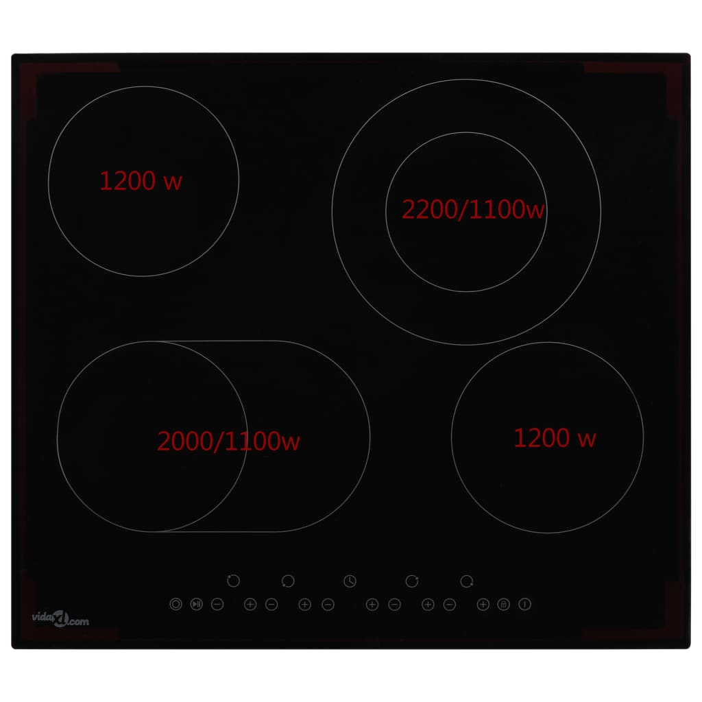 Vidaxl Ceramic Hob avec 4 zones de cuisson Contrôle tactile 6600 W