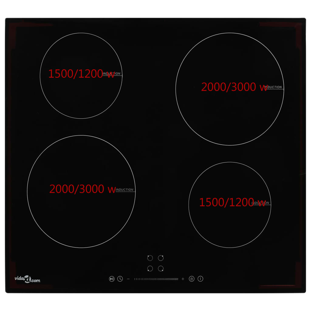 Vidaxl inductiekookplaat met 4 kookzones aanraakbediening 7000 w glas