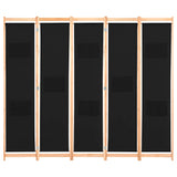 Vidaxl kamerscherm met 5 panelen 200x170x4 cm stof zwart