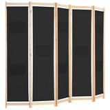 Vidaxl kamerscherm met 5 panelen 200x170x4 cm stof zwart