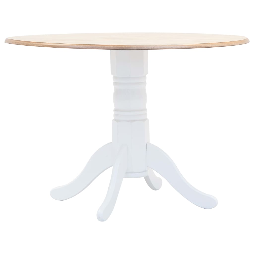 Vidaxl eettafel 106 cm massief rubberwood wit en bruin