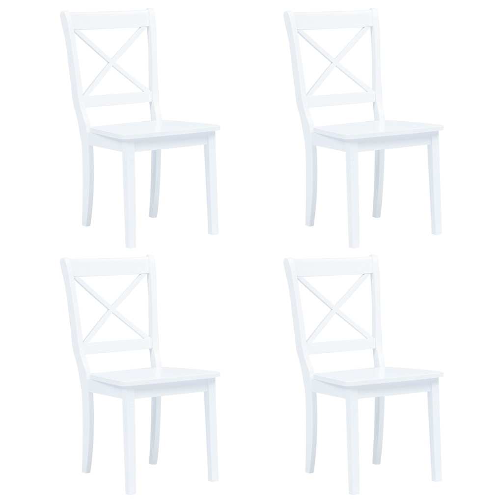 Vidaxl eetkamerstoelen 4 st massief rubberwood wit