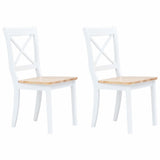 Vidaxl eetkamerstoelen 2 st massief rubberwood naturel en wit