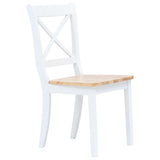 Vidaxl eetkamerstoelen 2 st massief rubberwood naturel en wit