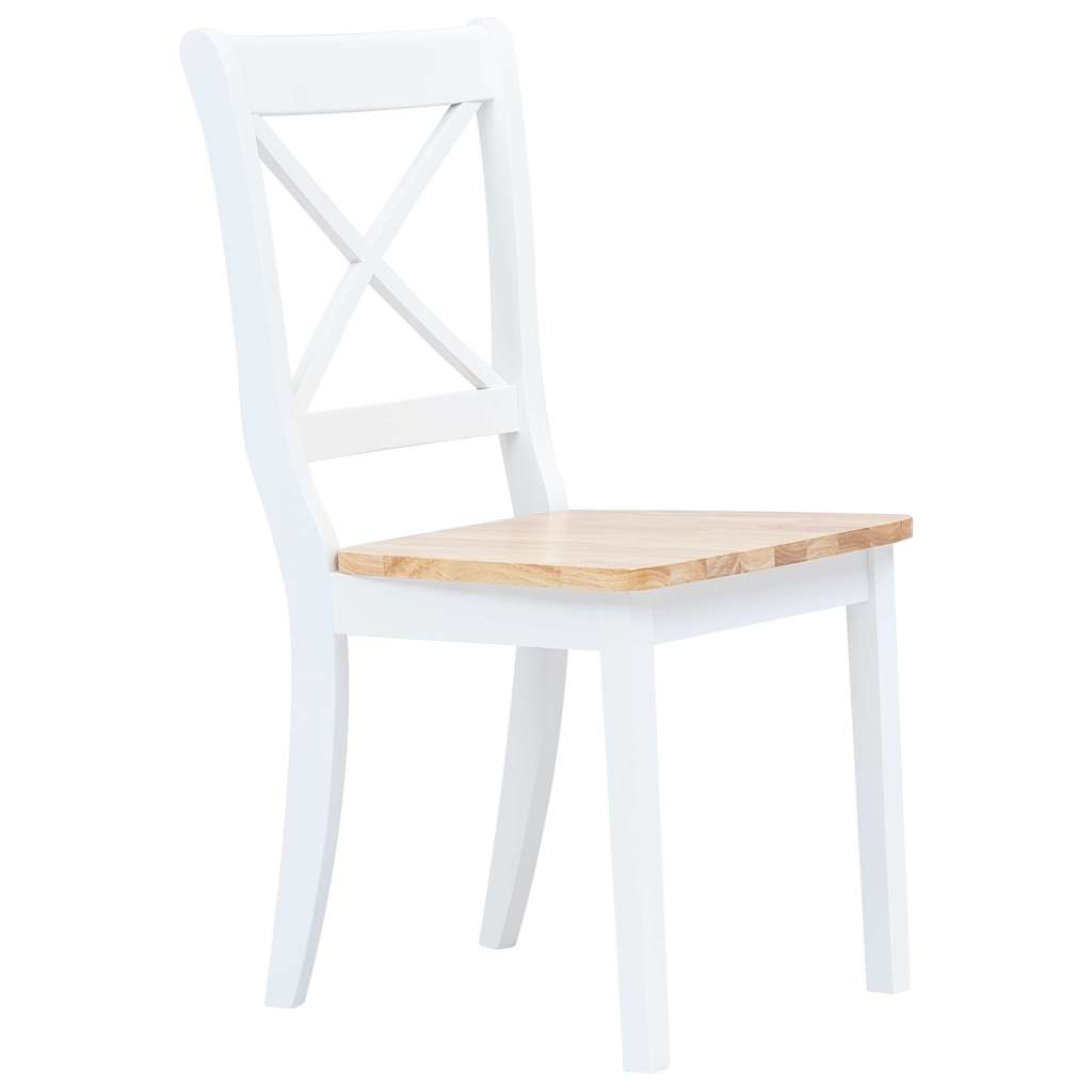 Vidaxl eetkamerstoelen 4 st massief rubberwood naturel en wit