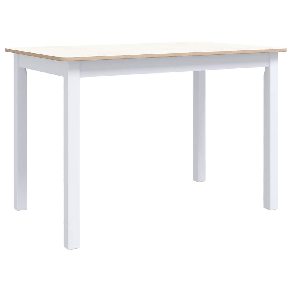 Vidaxl eettafel 114x71x75 cm massief rubberwood wit en bruin