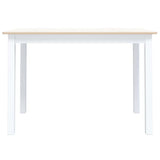 Vidaxl eettafel 114x71x75 cm massief rubberwood wit en bruin