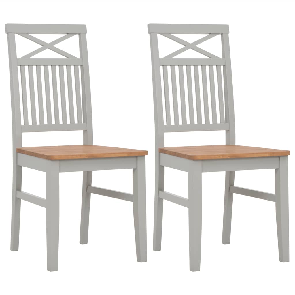 Vidaxl eetkamerstoelen 2 st massief eikenhout grijs