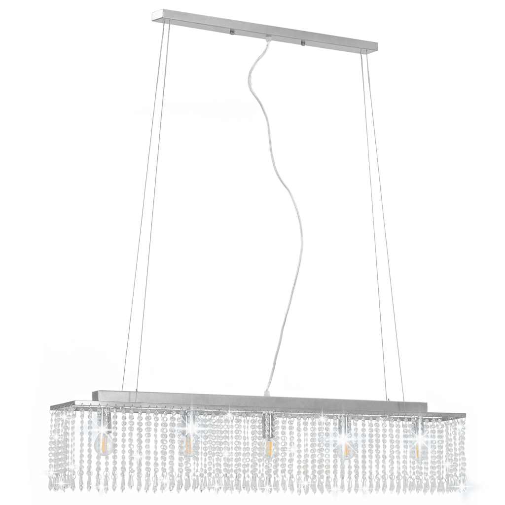 Vidaxl plafondlamp met kristallen kralen 104 cm zilverkleurig