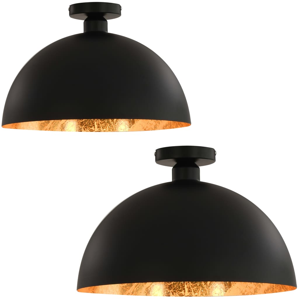 VIDAXL -Deckenlampen 2 PCs halbgebunden E27 Schwarz und Goldfarbe